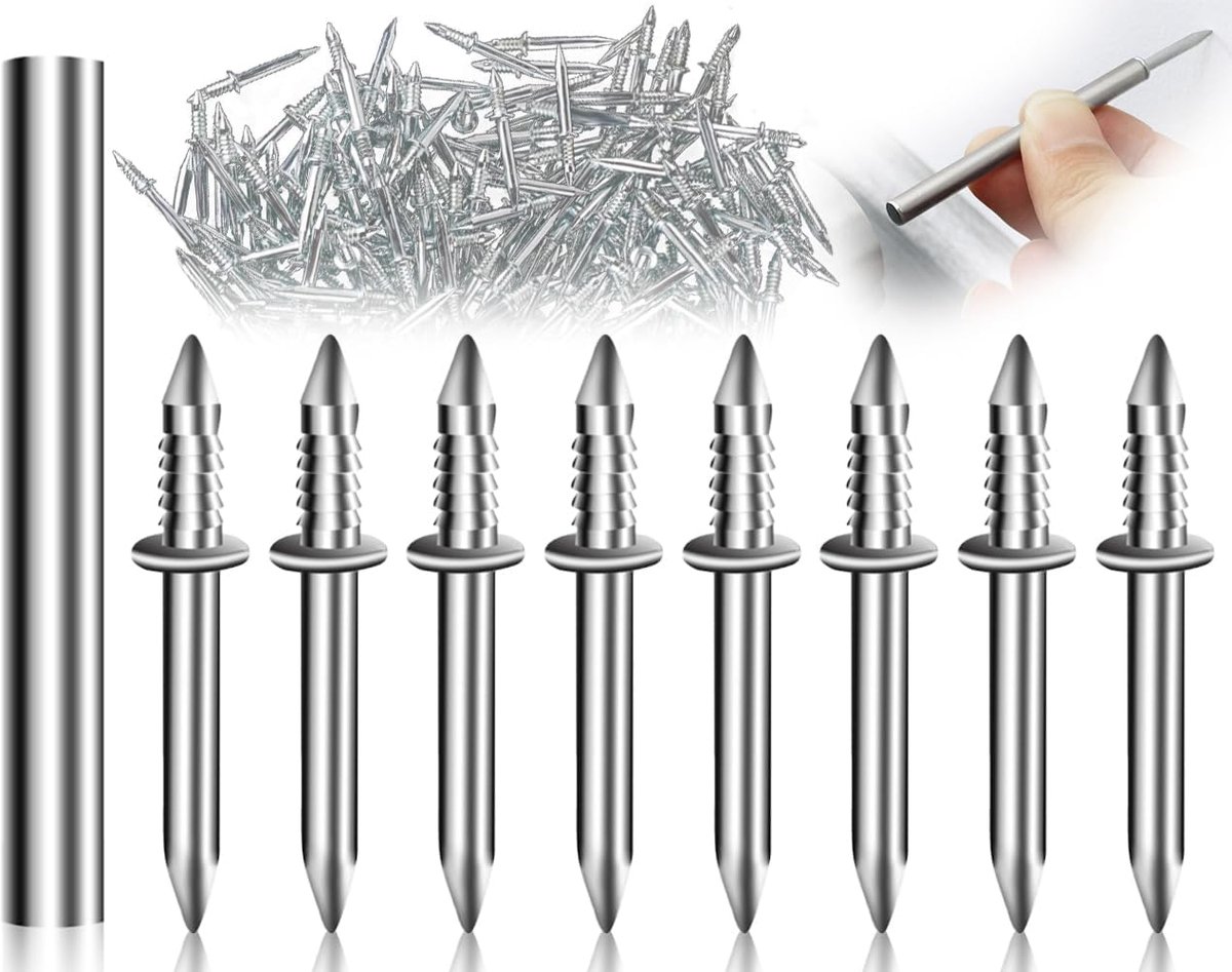 SnelShoppen - Kapsing 100 Stuks Naaldloze Spijkers met Dubbele Basisdraad, Roestvrij, Voor Diverse Toepassingen, Perfect voor Onderhoud en Klussen