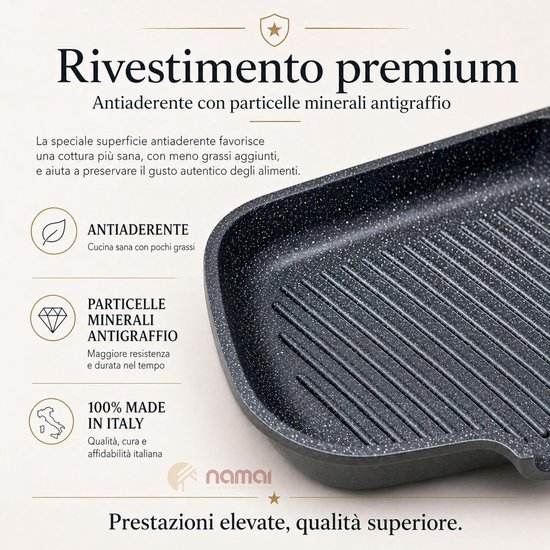 Grillpan Antiaanbak - Gegoten Aluminium Pan - Lekker Grillen Thuis - Inklapbare Handgreep - 35 x 25 cm - Zwart — afbeelding 5