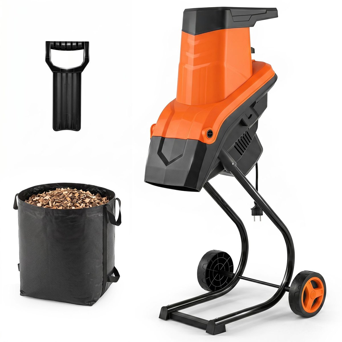 Hakselaar - Versnipperaar - Elektrische Tuinversnipperaar - Houtversnipperaar - Takkenversnipperaar - Voor Tuinafval en Snoeiafval - Krachtig - Oranje