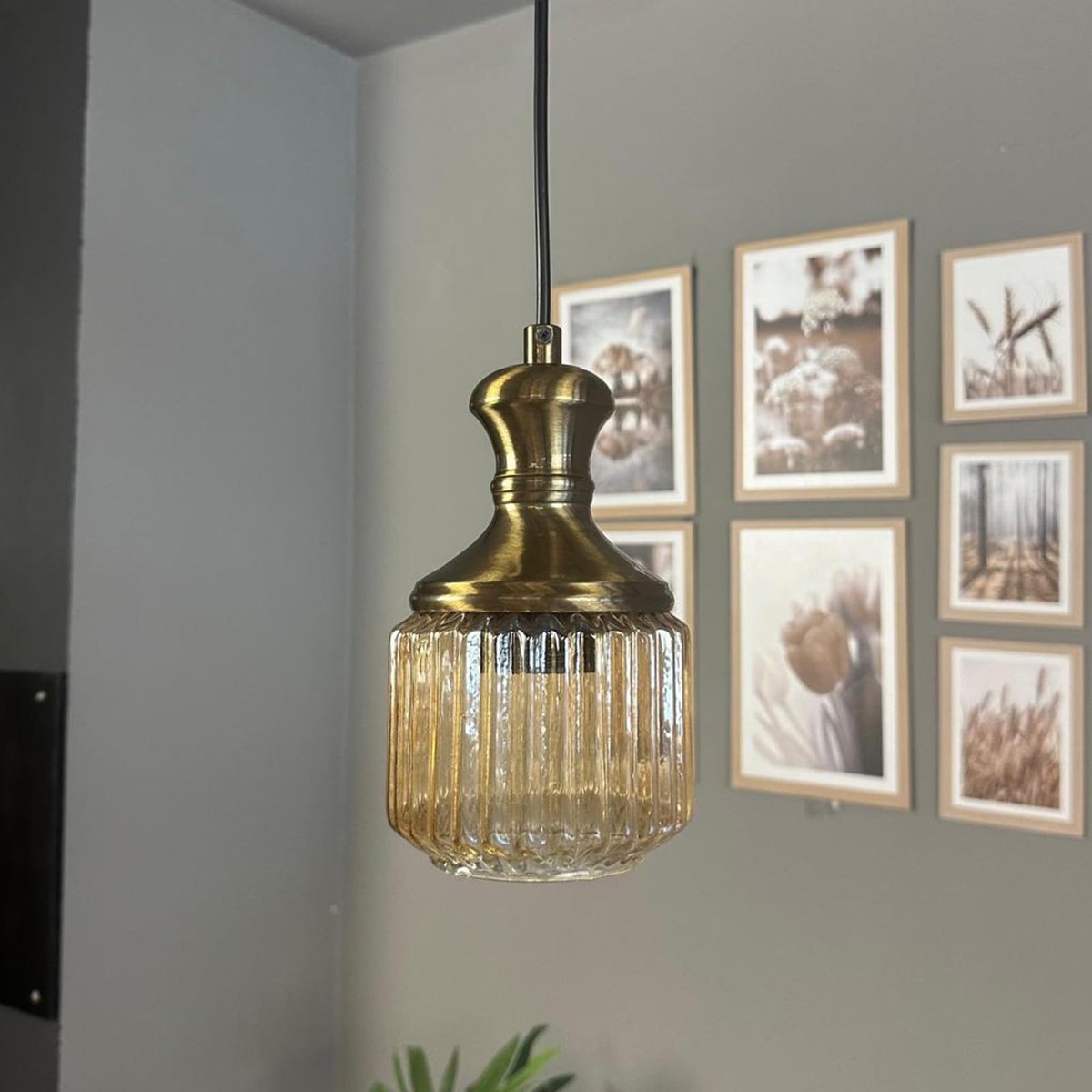 Bamyum Jerno hanglamp Ø11 cm, hanglamp vintage, industrieel van metaal en glas E27, woonkamerlamp hangend, eettafel, keukenlamp