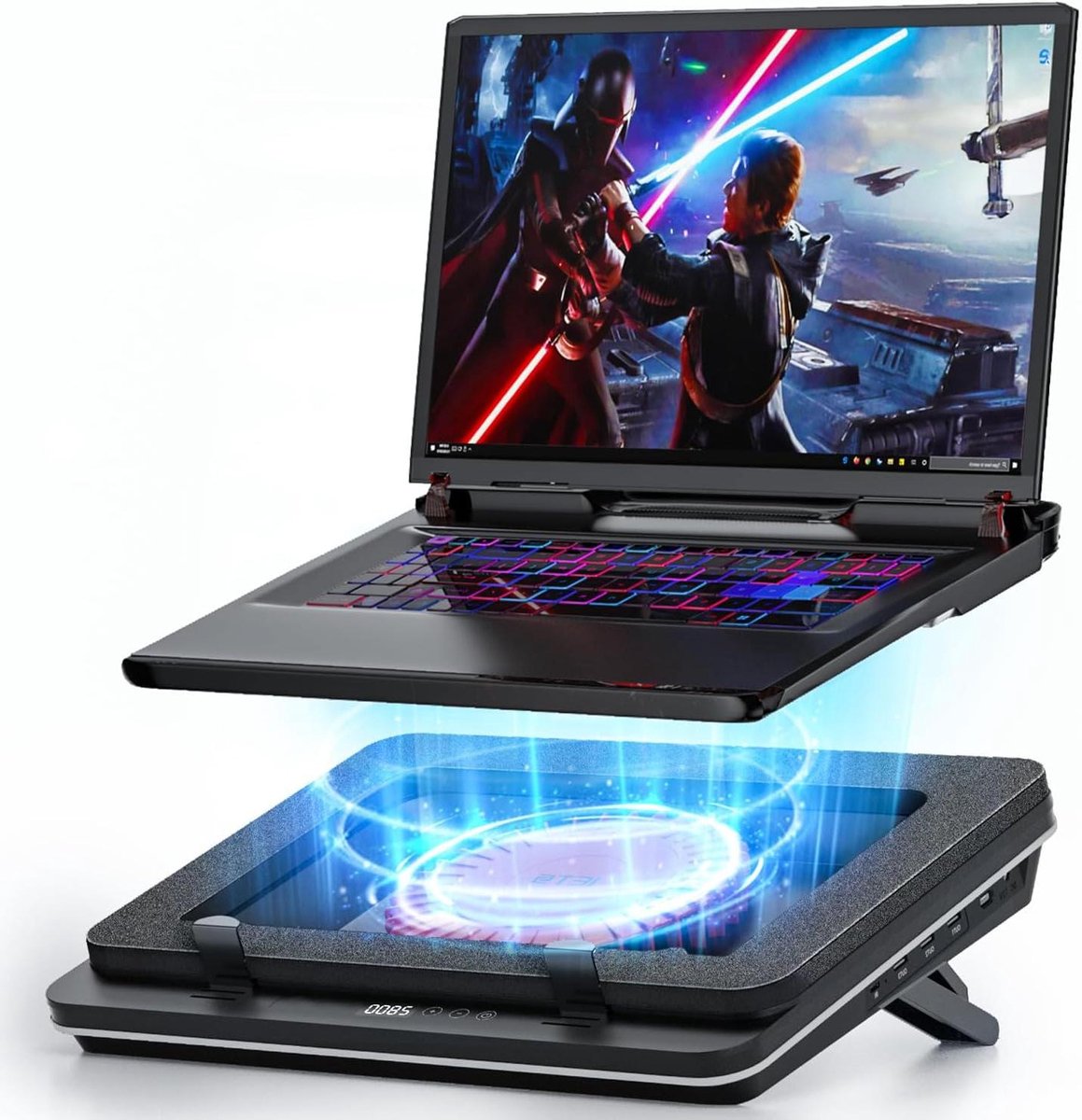 Laptop Koeler - Koelpad Ventilator - Laptop Koelen - Krachtige Turboventilator - 14-19 Inch - Zwart