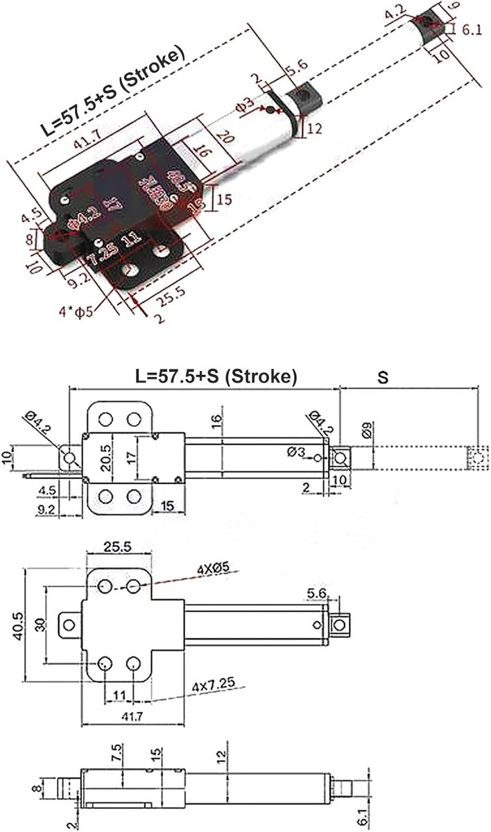SnelShoppen - 12V DC Mini Lineaire Actuator 200mm Elektrische Telescoopstang Motor Automatische Aandrijving Compacte Hefmotor 4mm/s