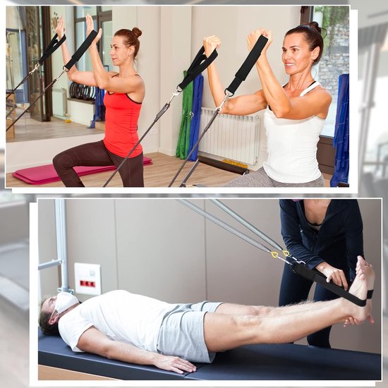 2 stuks - Pilates Reformer Straps - Pilatesbanden - Pilates Reformer Straps - Double Loop Pilates Riemen - met Zachte Fleece Voering - Verstelbare Weerstandsbanden - met D-Ring - Zwart — afbeelding 3