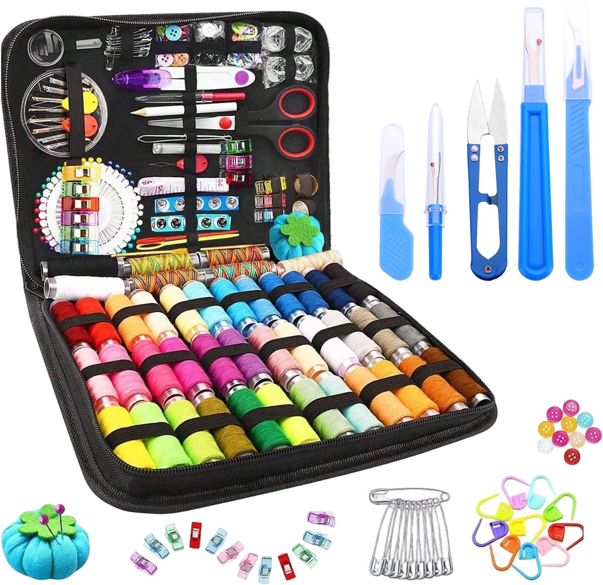 Fokelyi Naaiset 226-delig - Naaisetjes En Naaidoos - Luxe Naaibox - Inclusief 5-delige Naadverwijder Set - Complete Naai Set Voor Beginners En Professionals