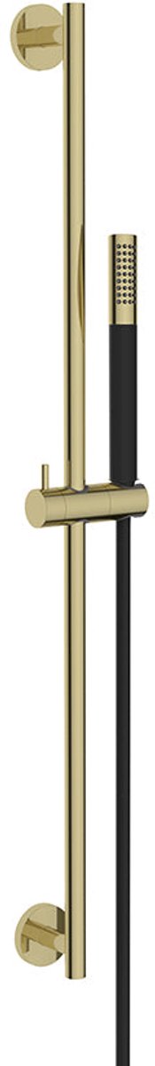 Wiesbaden Unimatch glijstangset compleet met staafhanddouche 1 stand geborsteld messing/mat zwart