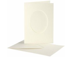 Passepartout kaarten ovaal | Off-white dubbele kaarten met envelop | 220 g | 2x10 stuks