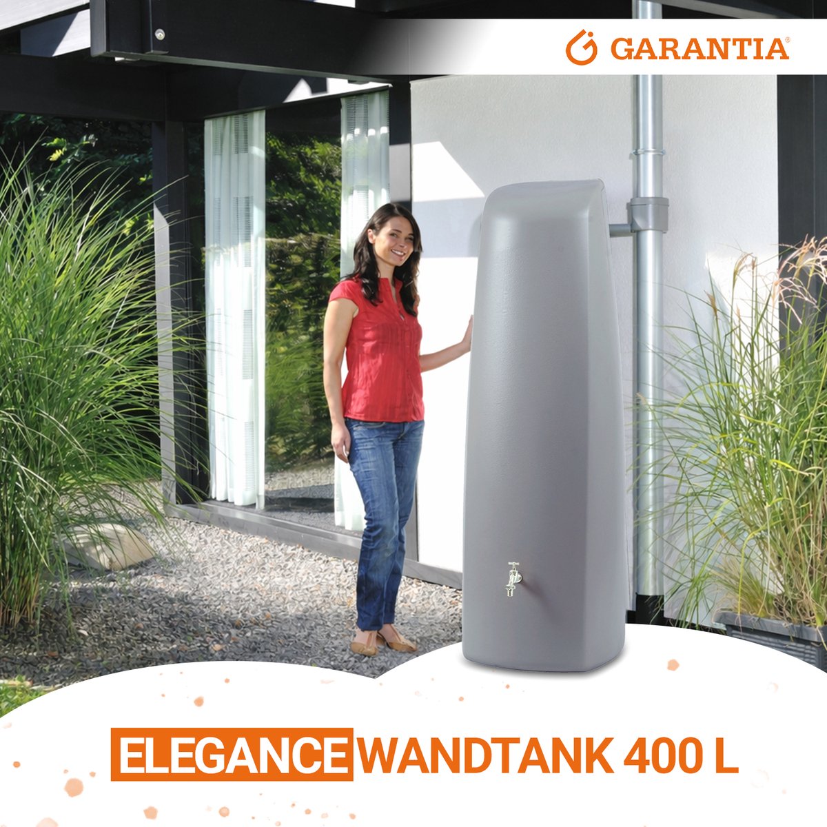 Garantia Elegance colonne récupératrice d'eau 400 liter gris pierre