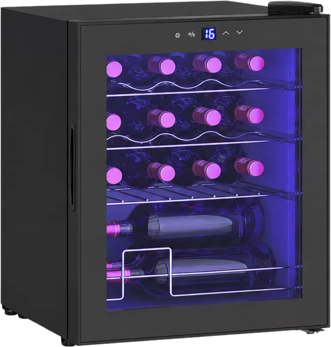 Wijnkoeler 16 Flessen Zwart – 42L met Instelbare Temperatuur 5