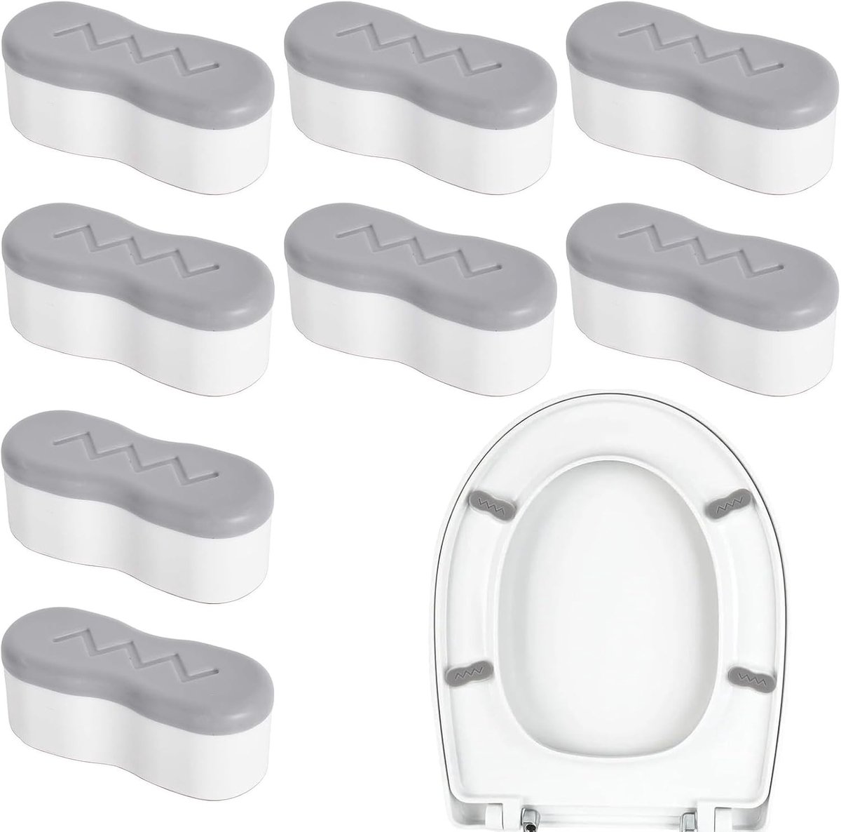 Wc-dekselbuffers - Witgrijs - 4,5 x 1,2 x 2,5 cm - Zelfklevende Stabilisatie voor Toiletzitting - Voor Thuis en Kantoor