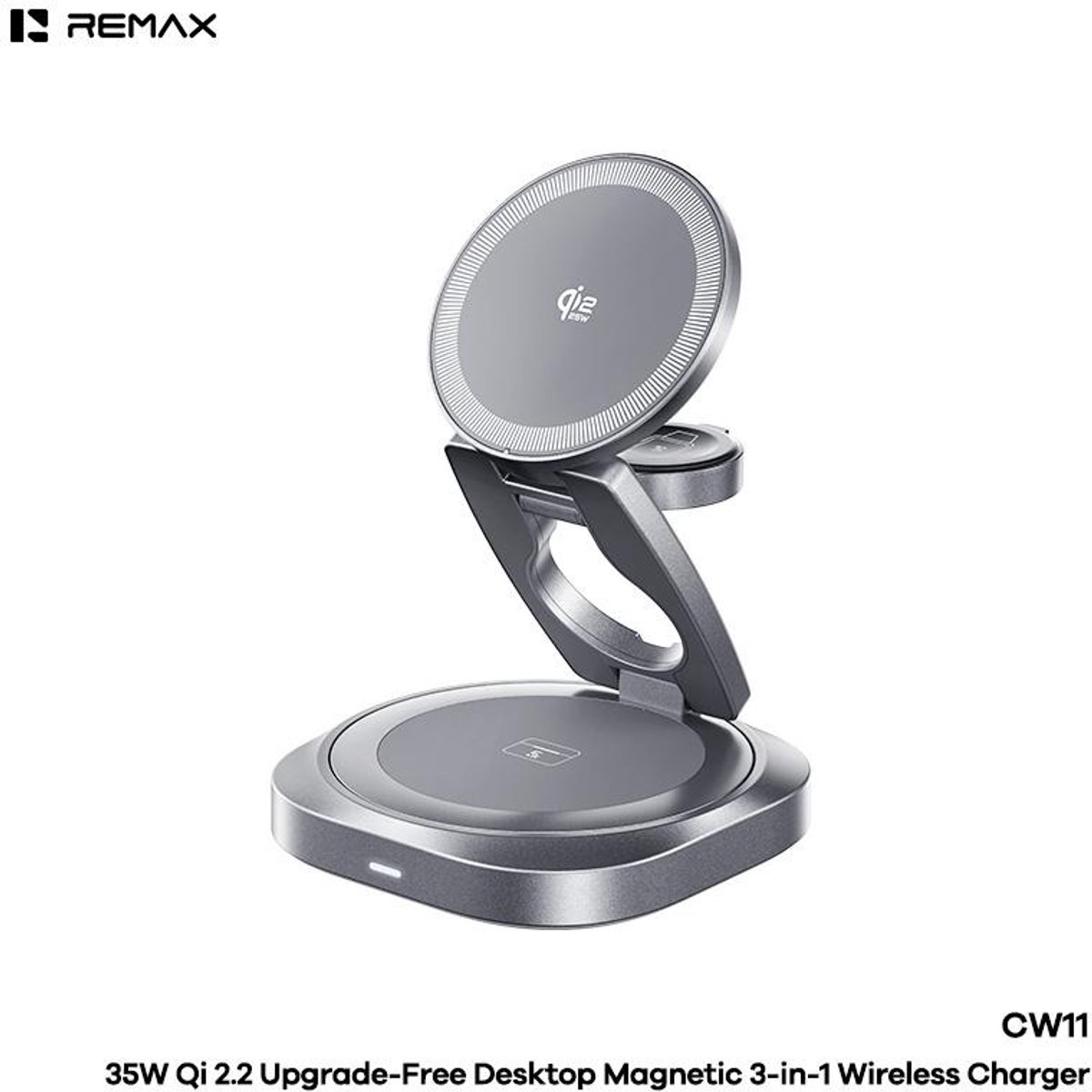 Remax CW11 - Draadloze oplader - 35W - 3-in-1 - Qi 2.2 - Magnetisch - Tarnish