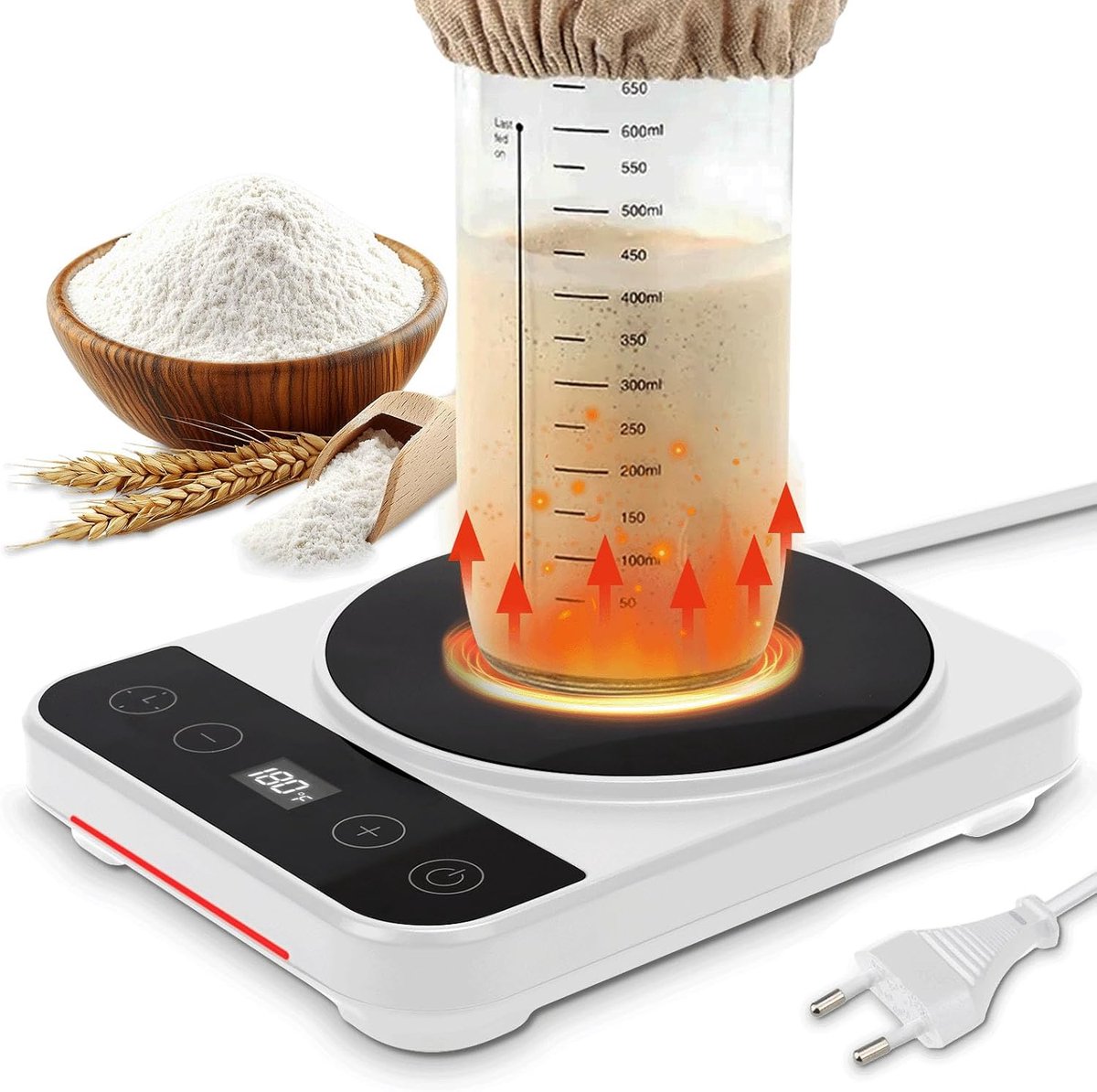 SnelShoppen - Sourdough Starter, Thermostaat Warmer, Temperatuur Controle (21°C - 38°C), 12-Uur Timer Functie, Ideaal voor Brood Bakken in Keuken