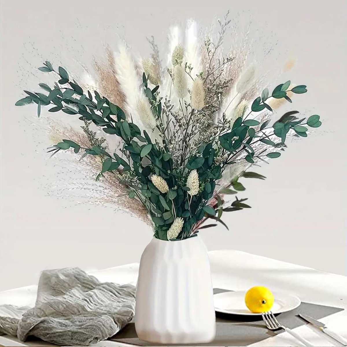 SnelShoppen - 65 stuks Natuurlijke Pampasgras Decoratie - Bruine Droogbloemen Boeket voor Woonkamer, Slaapkamer, Bruiloft en Boho-Stijl DIY Decoratie