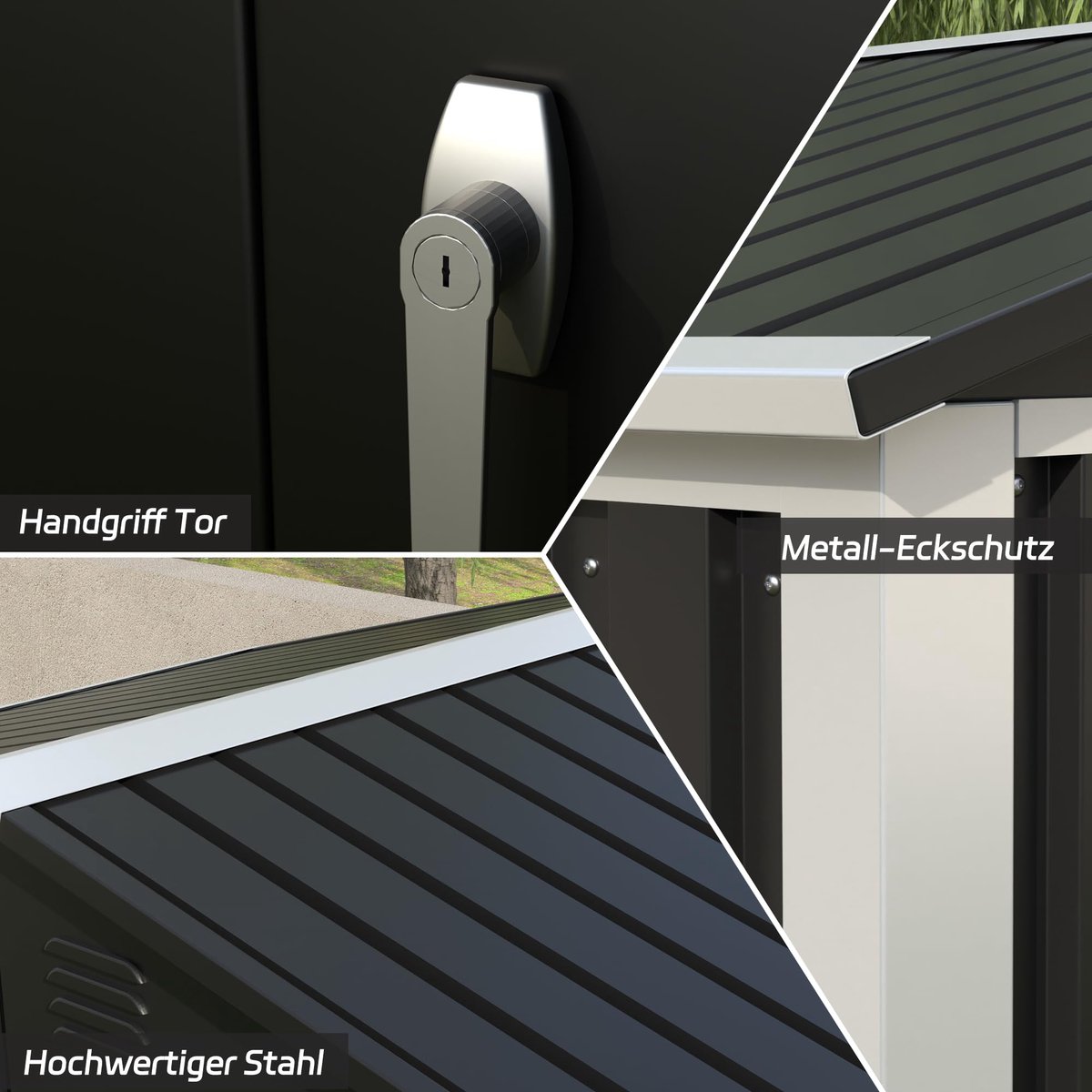 SnelShoppen - Metalen gereedschapsschuur 2 m² met zadeldak en zwart design, H 185 cm x L 125,5 cm x B 88,5 cm voor tuin, gereedschap, opslag en buiten