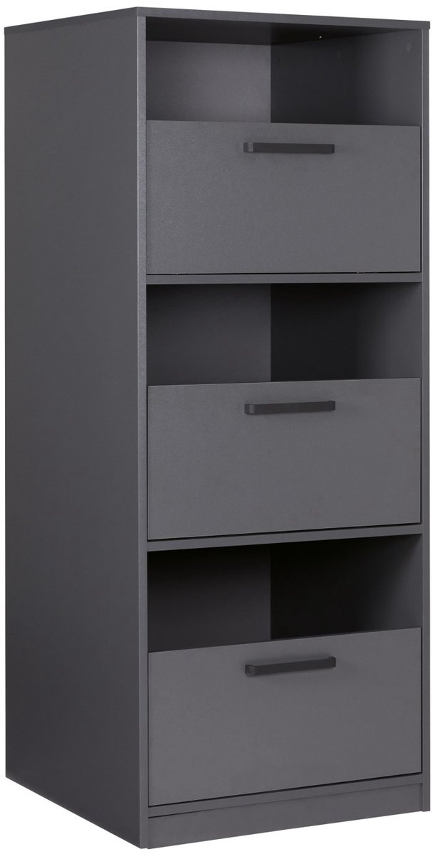 Lifestyle Studio Flow Wasmandkast met 3 wasvakken - Wasmeubel Antraciet - Softclose - 67 x 68 x 164 cm