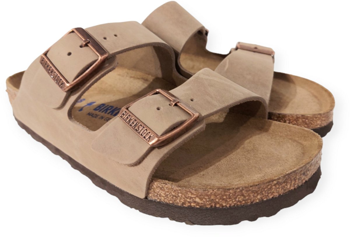 Birkenstock Arizona Slippers 0552813 Tabacco Leer Smal Taupe