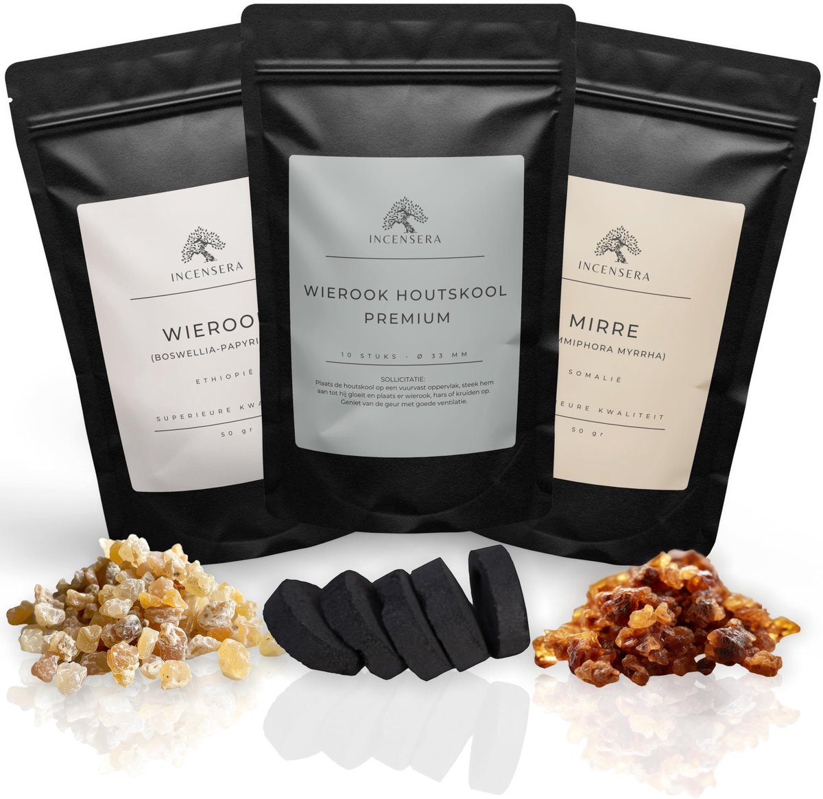 SnelShoppen - Wierookset met Mirre en Houtskool - 50 g Wierook voor Meditatie, Ontspanning en Feesten