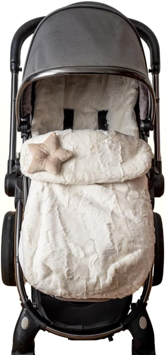 SnelShoppen - Ivory Cream Cosy Cozy Toes babywieg voetenzak, afneembare voorzak, warm en comfortabel, perfect voor kinderwagens, ivoorkleurig, ideaal