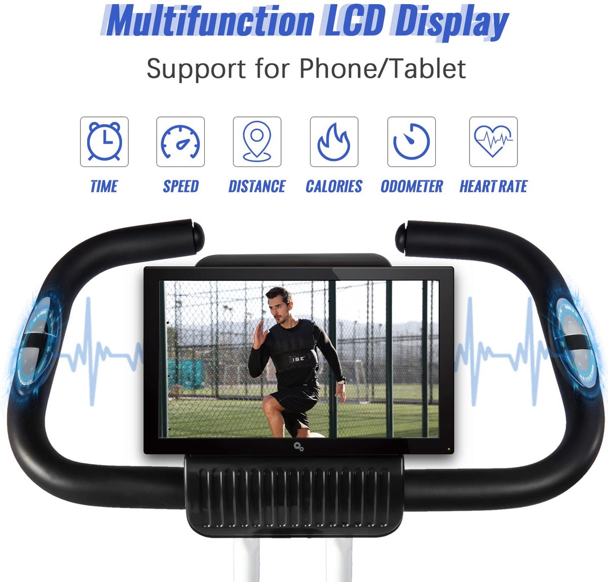 SnelShoppen - Vouwbare Mini Fiets voor Thuis - Cardio Training met 8 Niveaus Magnetische Weerstand - LCD Display - Hartslagmeter - Indoor Fiets in Wit