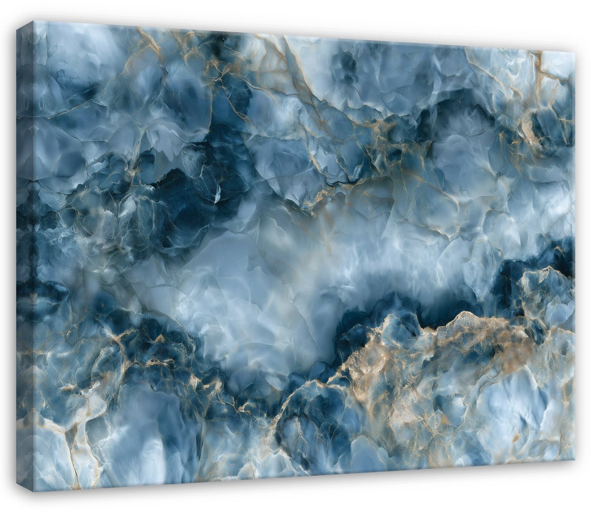 WALLARENA Canvas schilderij 60x40 cm - blauwe marmer abstractie