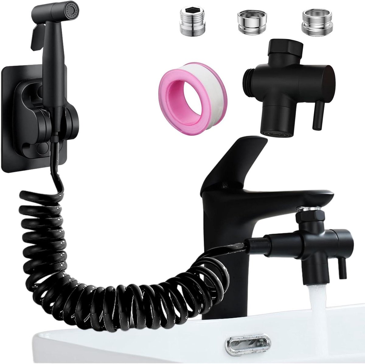 Bidet Sproeier Set - Handdouchekop Keuken - Hygiënisch Reinigen - Hoge Waterdruk - 3 Meter Slang - Mat Zwart