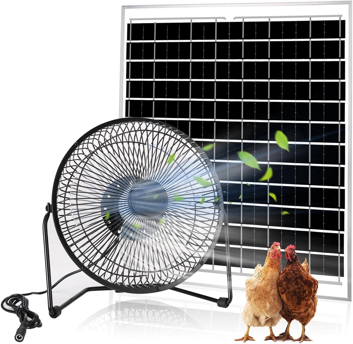 Zonneventilator - Solar Fan Kas - Luchtcirculatie Koeling - 20W Zonnepaneel - 8 inch - Zwart