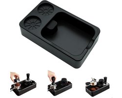 Siliconen Tampermat - Uitklopbak Koffie - Tamper Station voor Koffie - Multifunctionele Knockbox - Koffiestamper - Afklopbak Koffie - koffie Aanstampbox - Barista - Espresso - Koffiemachine - Barista Accessoires - Zwart