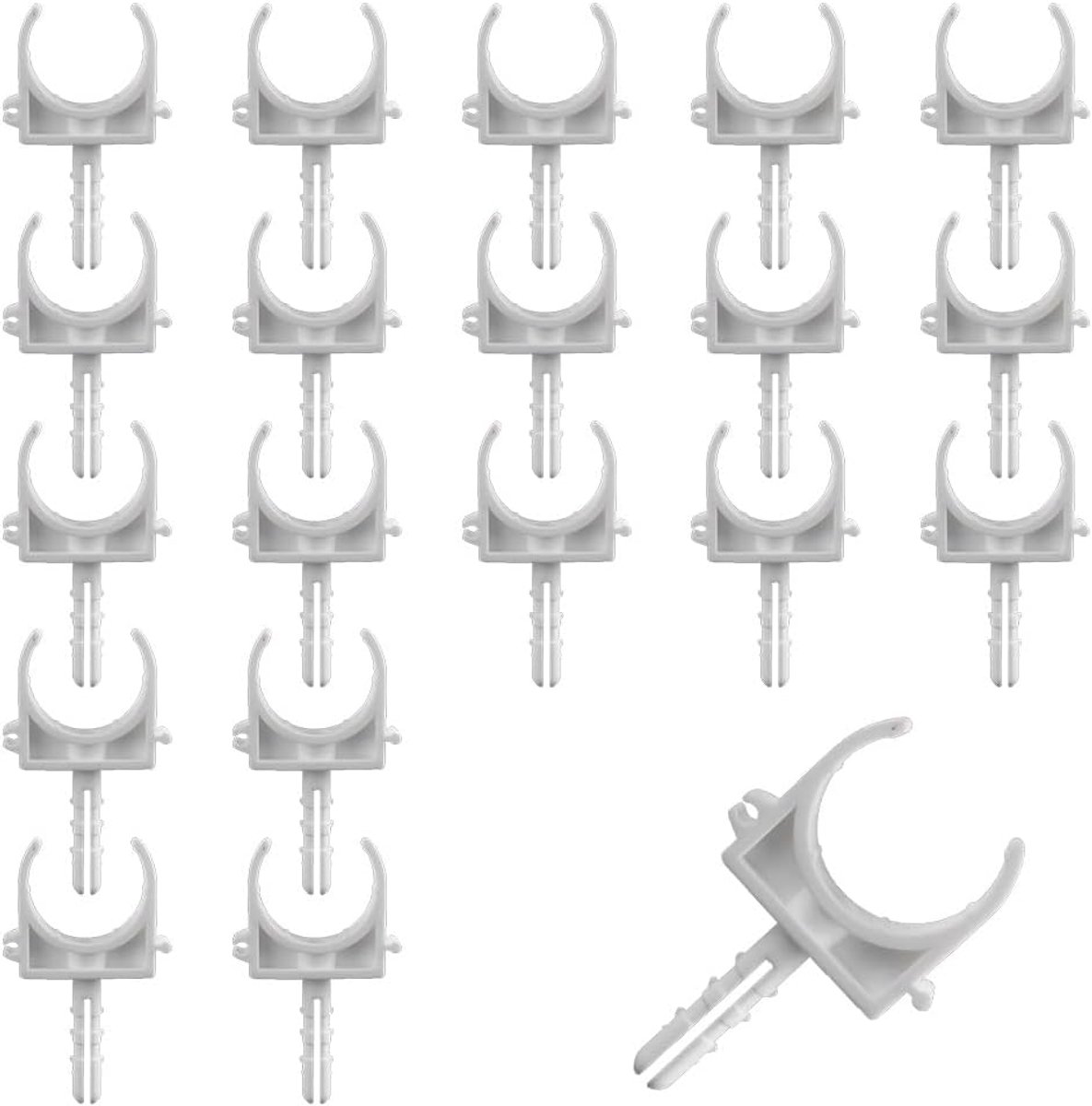 SnelShoppen - 20 Stuks U-Vormige Buis Klemmen, Binnen Diameter 32mm, Kunststof Pijp Klemmen, Witte PPR Slang Klemmen, Voor Bevestigen en Ondersteunen
