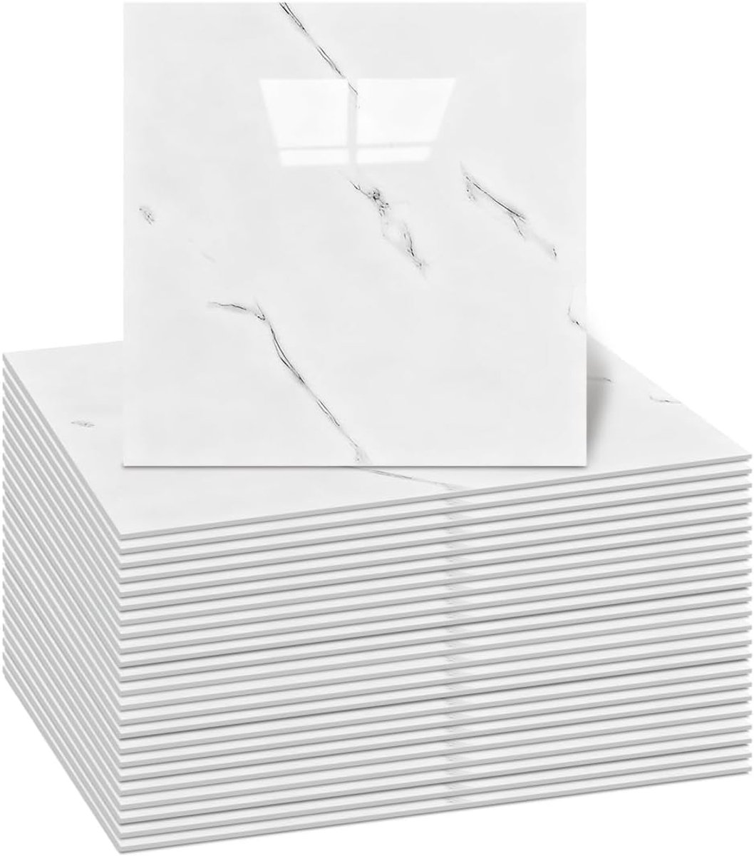 SnelShoppen - Zelfklevende Wandtegels, Set van 24 Tegelstickers, 30 x 30 cm, 3D Heftige Tegels, Zelfklevende Tegelfolie voor Badkamer en Keuken, Peel