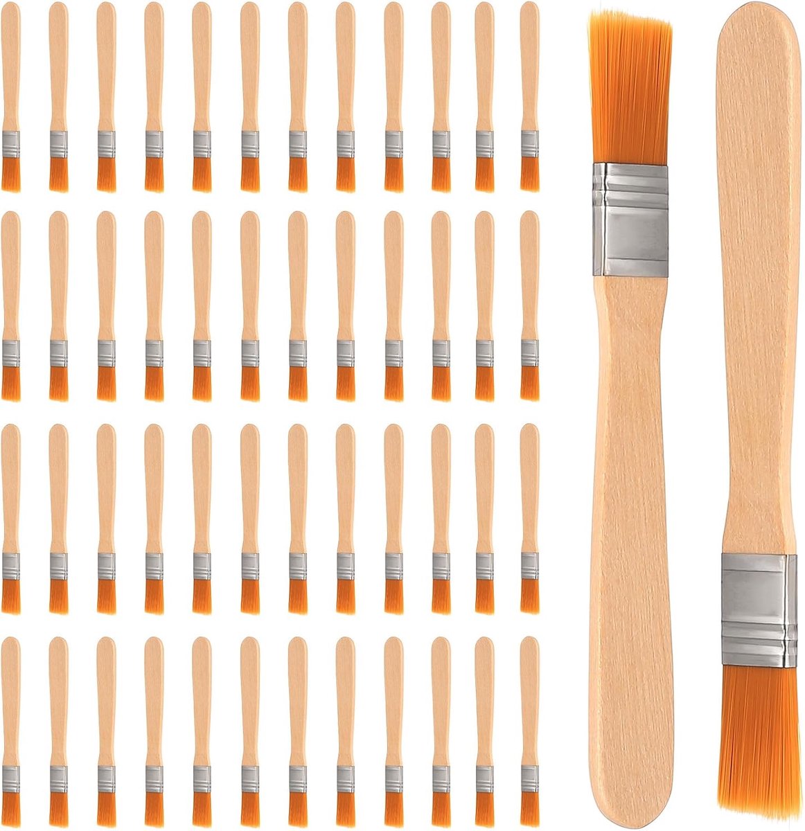 SnelShoppen - 50 Stuks Kleine Kwasten Set, Assortiment Type, 5.3 Inch Professionele Verfkwasten voor Decoratie, Houten Handvat voor Verf, Inleg, Verni