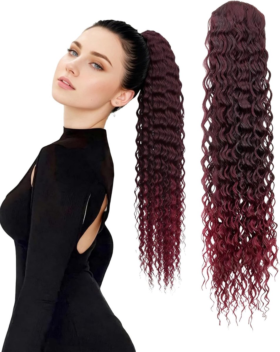 SnelShoppen - Ombre Ponytail Extensions Lang Krullend Haarstuk voor Vrouwen Meisjes Haaraccessoires Feest Carnaval 60 cm