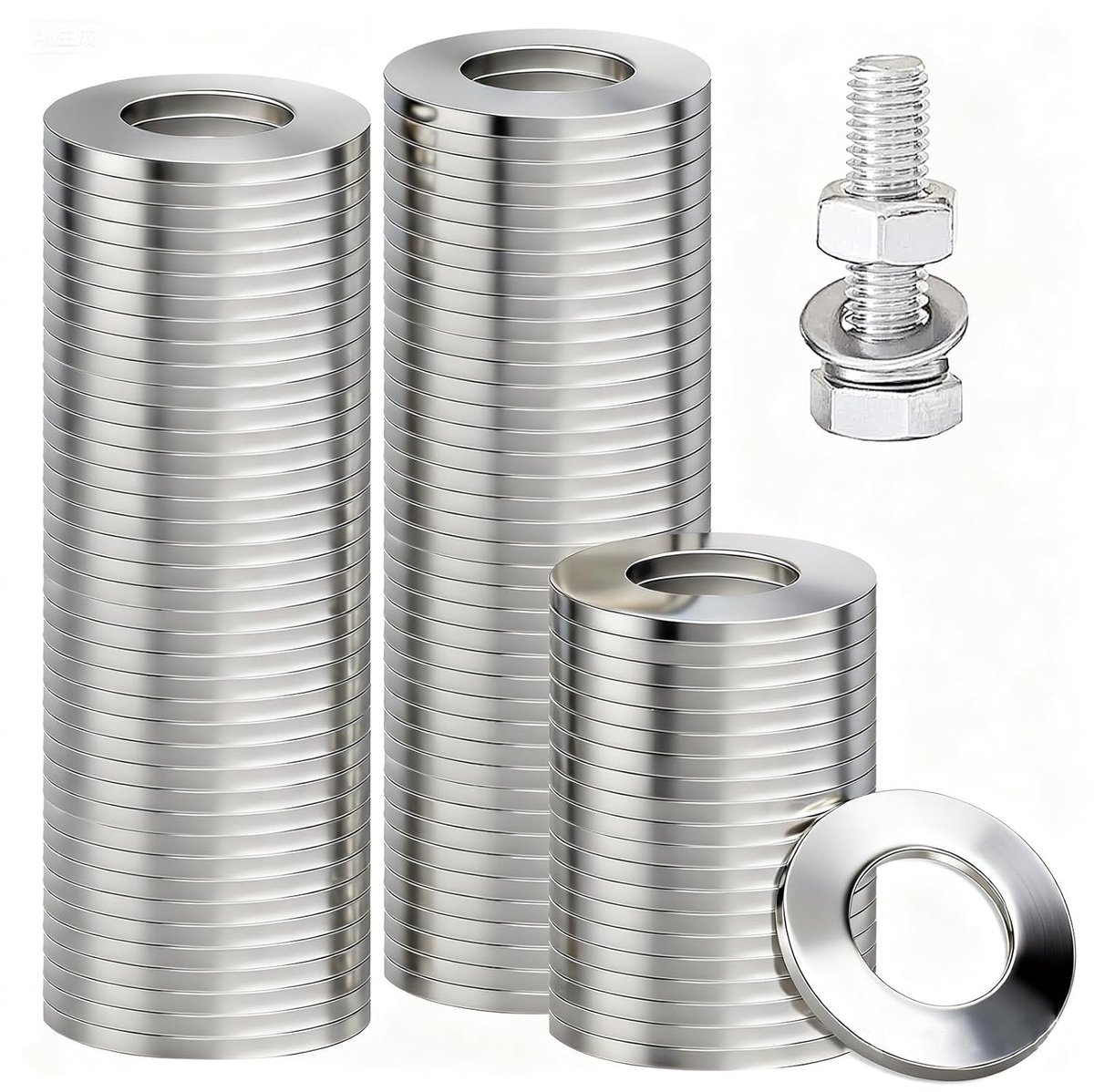 SnelShoppen - Pack van 100 M8 Metalen Ringen RVS Platte Ringen voor Schroeven en Bouten, Draadmoeren Herstel Thuis, Kantoor, Werkplaats