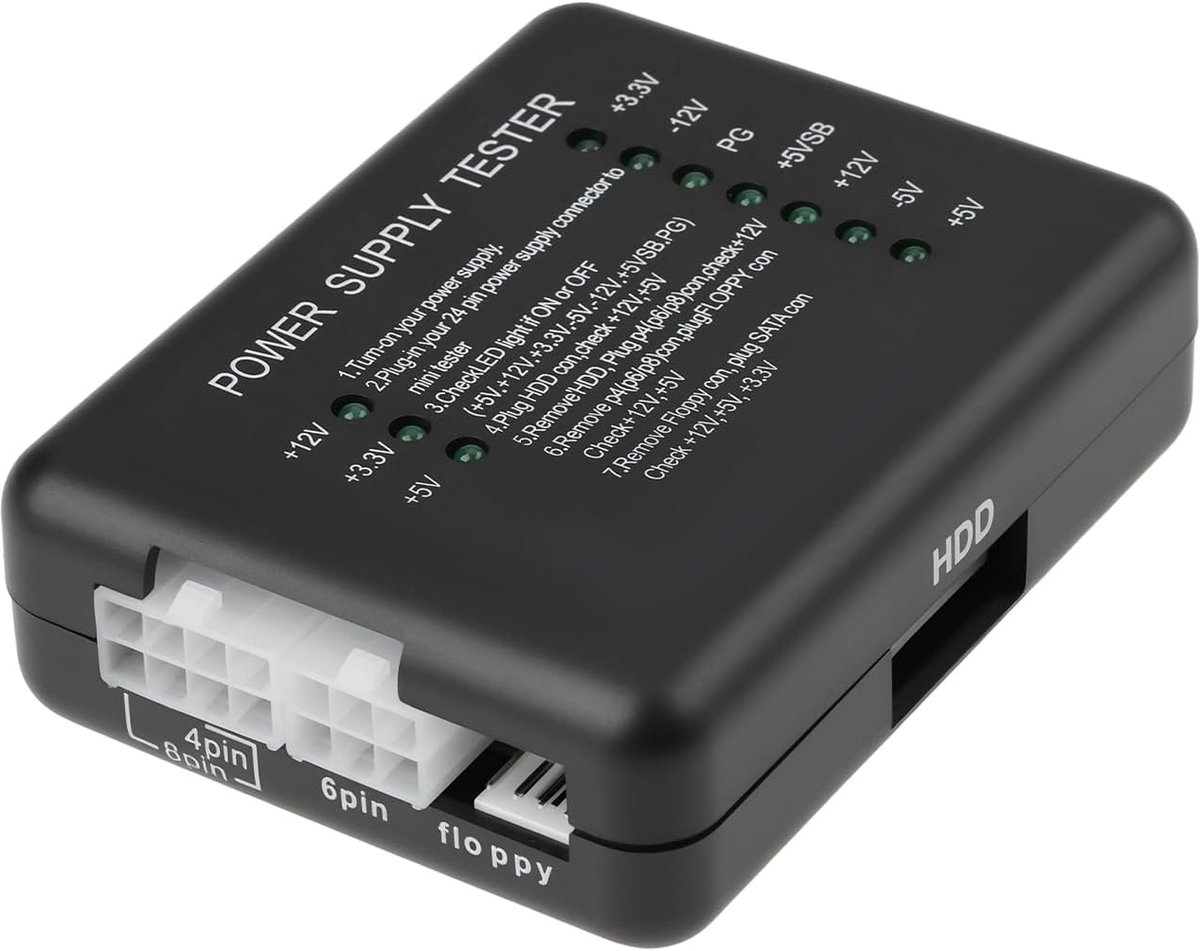 SnelShoppen - ATX Voeding Tester voor 4PIN 6PIN 8PIN 20PIN 24PIN HDD en SATA Aansluitingen - Snelle Spanningstest voor Stabiele Hardware