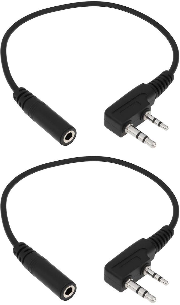 SnelShoppen - 2 Stuks 2Pin K1 Naar 3.5MM Vrouwelijke Audio Oortelefoon Overgangskabel, Compatibel met UV5R 888S, Perfect voor Radio Gebruik