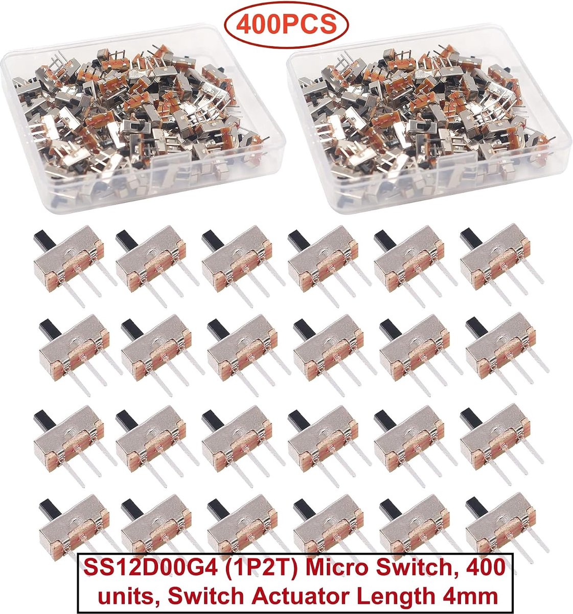 schuifschakelaar 2-positie 3-polig - mini 4 mm - voor elektronische projecten - eenvoudig te installeren - ShopVlot