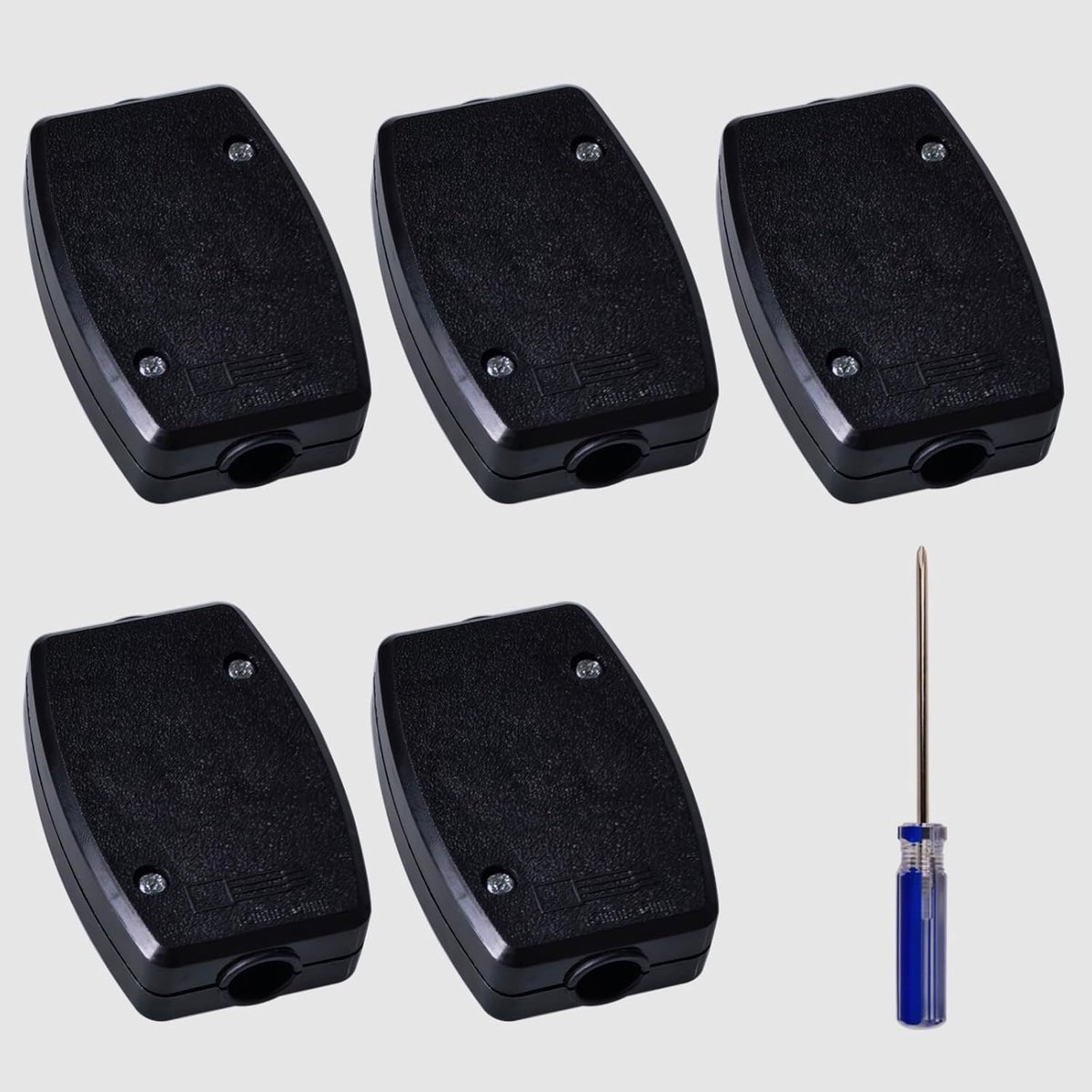 SnelShoppen - Pack van 5 Zwarte 3-Pin Aansluitdozen Elektrische Junction Box 13A 250V Voor Buitenverlichting Verlenging en Reparatie