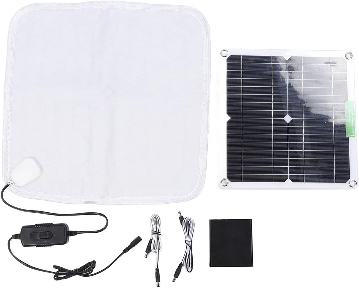 SnelShoppen - Zonnepaneel Verwarmde Deken 12V 50W - Snelle en Efficiënte Verwarming - Zachte Portable Verwarmingspad voor Huisdieren - Ideaal voor Bui