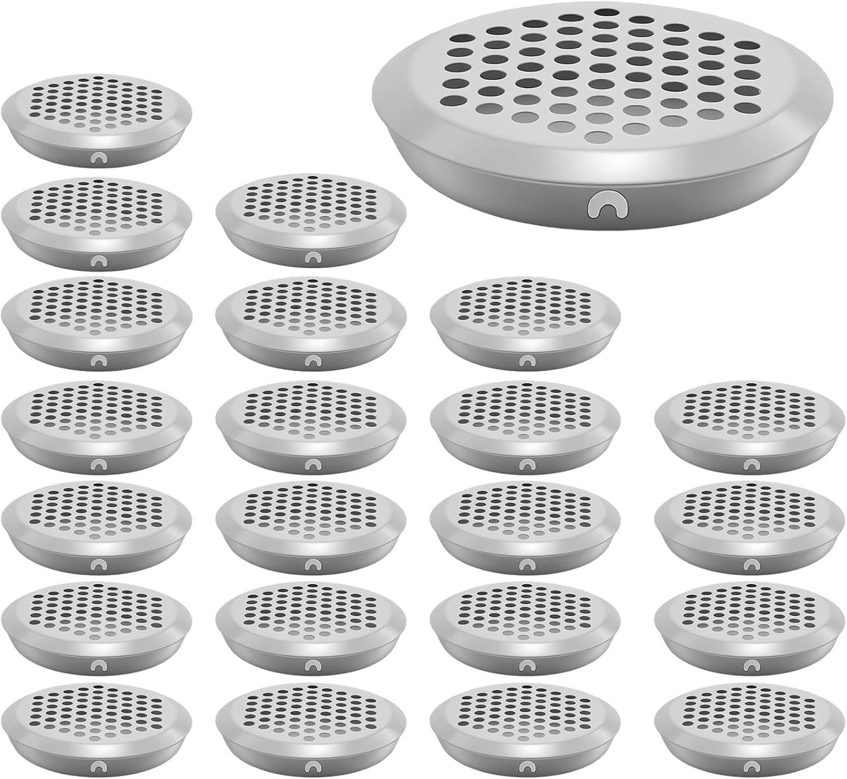 SnelShoppen - 20 Stuks Ronde Ventilatieroosters van RVS, 60 mm Ventilatiegrille met Honingraat Design, Diameter 53 mm voor Meubels zoals Kasten, Keuke