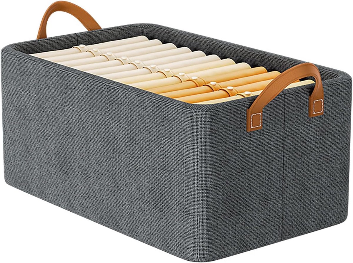 SnelShoppen - Opvouwbare Kledingorganizer met Stalen Frame - Grijze Opbergbakken voor Kleding, Speelgoed en Accessoires - 26L Ruimte voor Thuisorganis