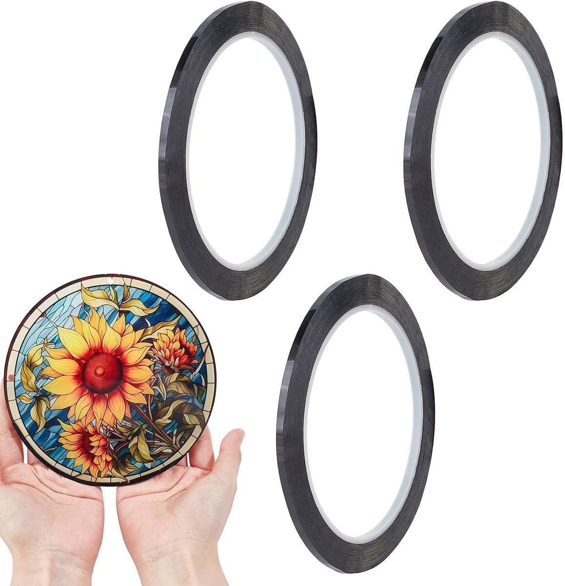 SnelShoppen - 3 Rollen Waterpaslijnen voor Gekleurd Glas, PET Glasstickers en Gidslijnen - 66 Meter Lang, 3 mm Breed - Ideaal voor Kunstprojecten en G