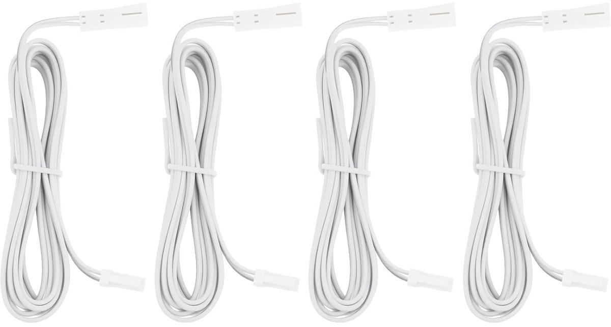 SnelShoppen - 4 Stuks 2-Pin LED Verlengkabel 2m Wit voor Keukenverlichting - Duurzaam en Flexibel - Perfecte Lengte voor Thuisgebruik