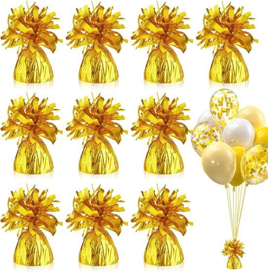 SnelShoppen - Balloon Weight voor Helium Ballonnen, 10 Stuks, Gouden Ballon Gewichten, 170g per Stuk, Ballon Gewichten met Folie voor Bruiloft, Feest,
