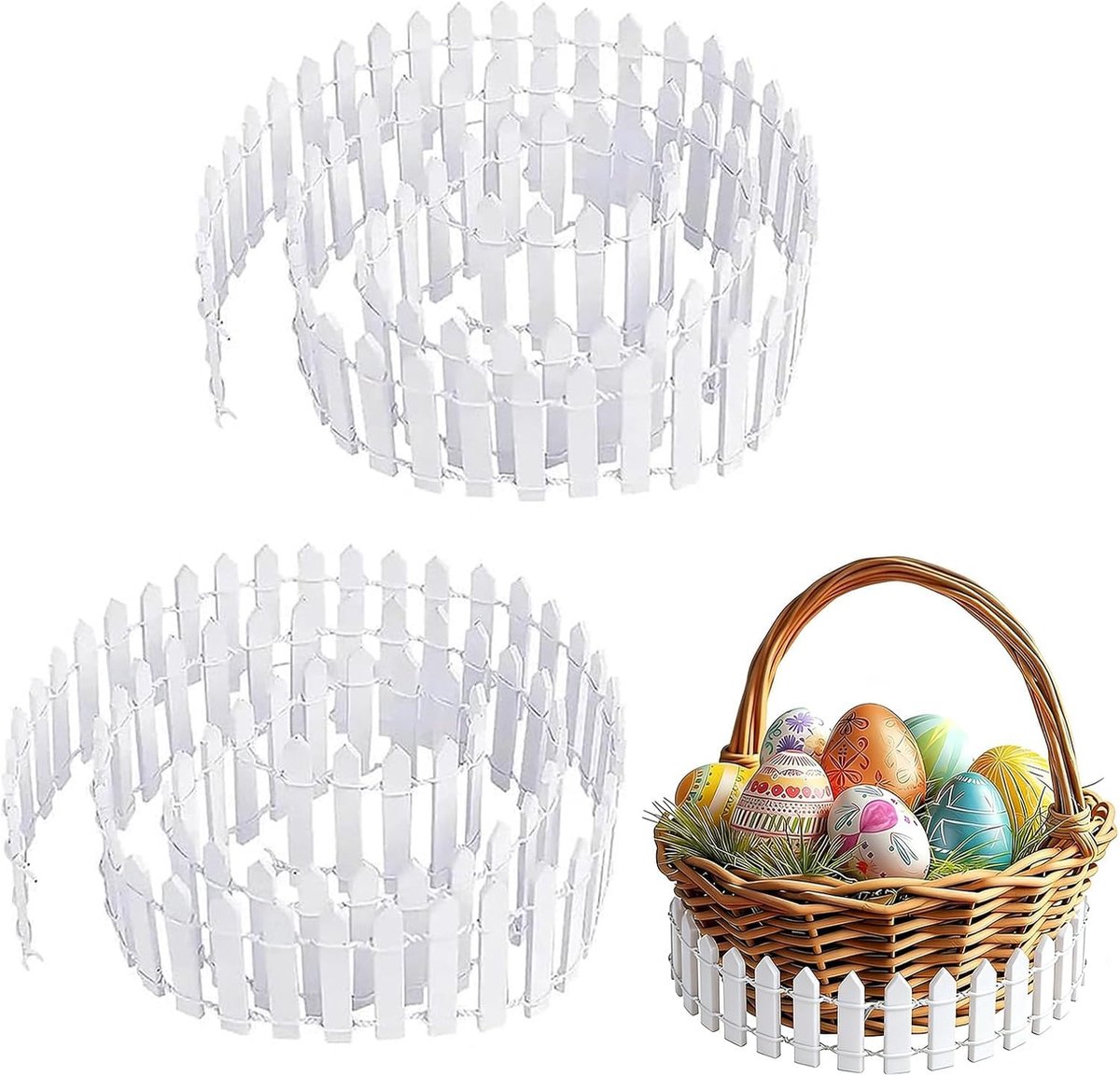 Mini tuinhek 90×5 cm - witte kunststof - decoratief voor miniatuurtuin - ideaal voor DIY projecten - ShopVlot