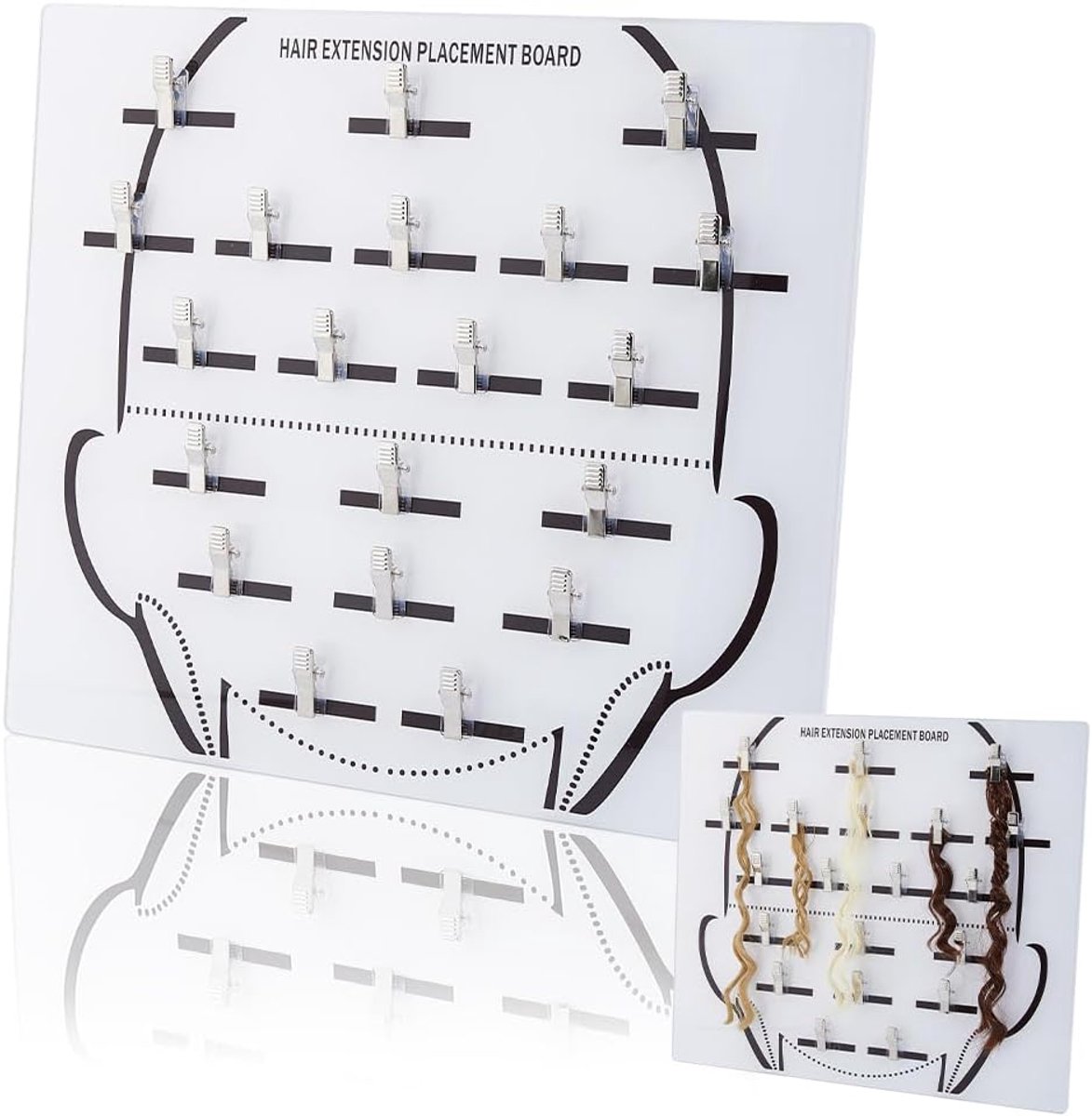 SnelShoppen - DICOSMETIC Haar Extension Tape In Plaatsing Board Acryl Haarhouder met 21 Stuks Clips voor Kappers en Haar Salons