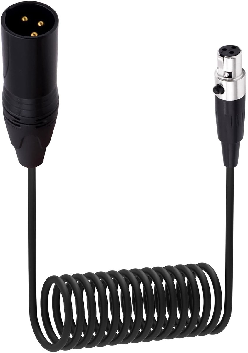Mini XLR to XLR Audio Cable Adapter 3 Pin Microphone Audio Converter Coiled Cable for Mixer Amplifier Camera - ShopVlot