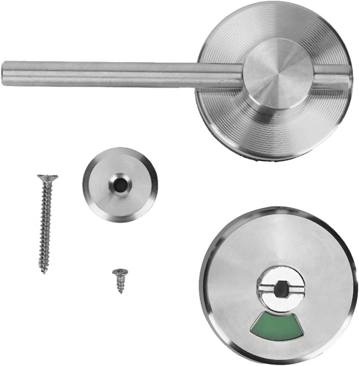 Deurslot Indicator - WC Slot Bezet Leeg - Openbare Ruimtes Beveiligen - Indicatie Rood Groen - 54 mm Diameter - Zilver
