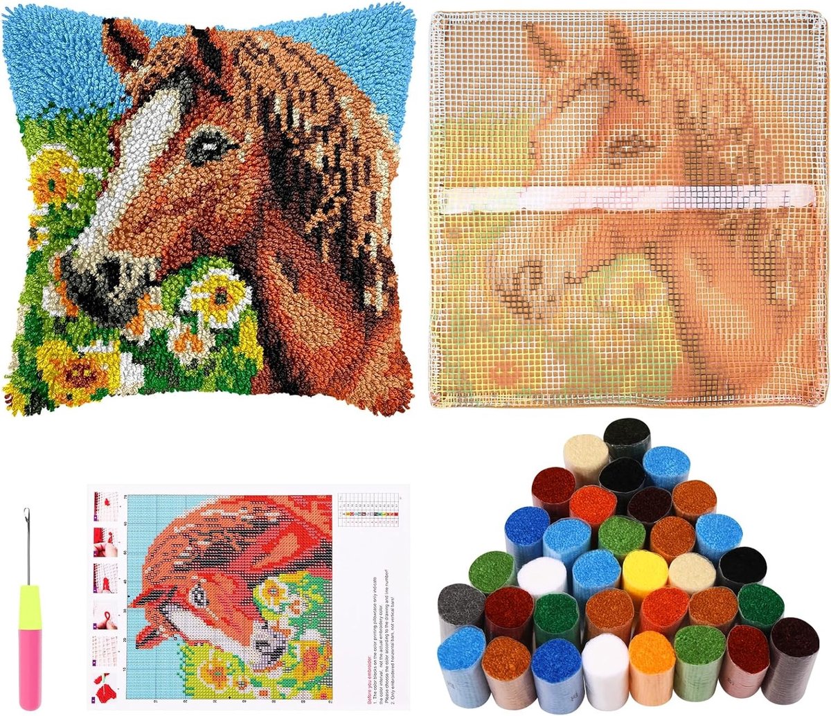 Handgemaakte kussen set voor volwassenen, 43 cm, DIY knoopkussens met haakgaren, decoratieve kussens voor bank en interieur