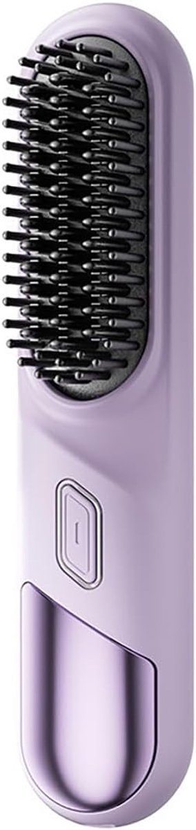Draagbare, snoerloze stijltangborstel, mini reisformaat, keramische coating, anti-verbrandingsontwerp (paars)