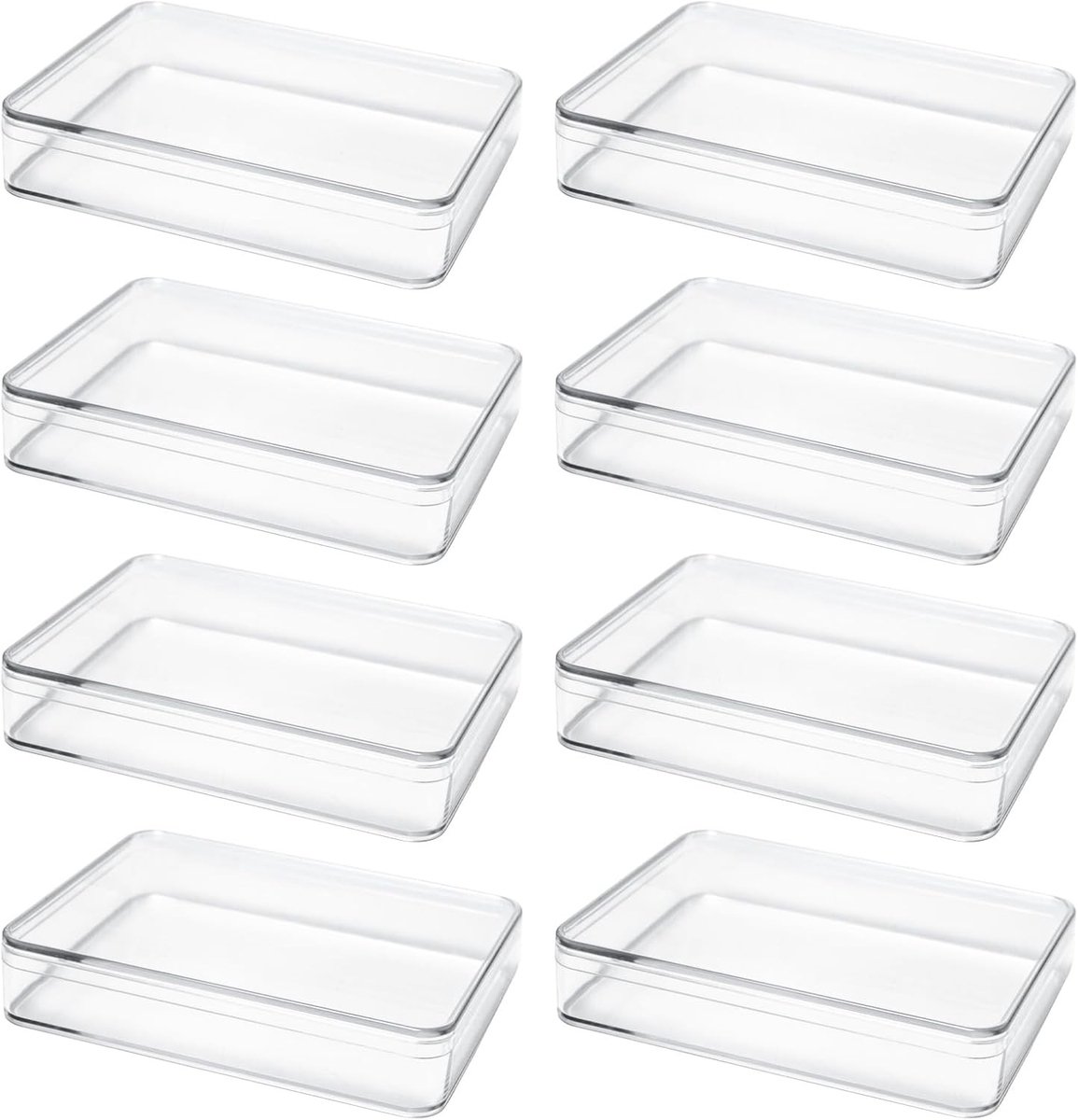 Set van 8 Transparante Acryl Opbergdozen met Deksel voor Bruiloft | Rectangulaire Dozen voor Sieraden, Organisatie en Decoratie