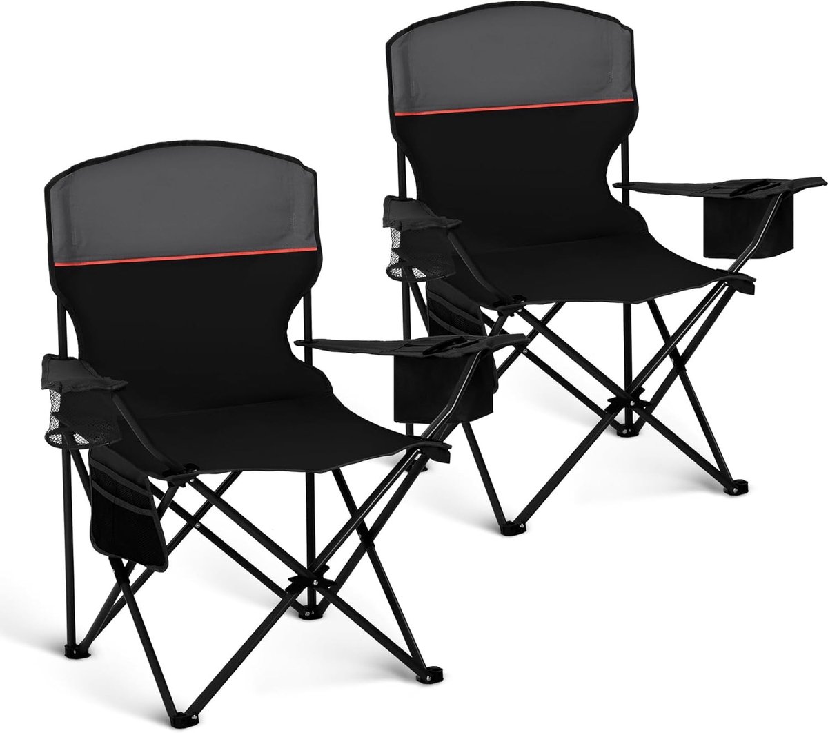 Campingstoel - Zwart - 100 x 64 x 100 cm - Stevige Inklapbare Tuinstoel met Koeltas - Voor Buiten en Binnen