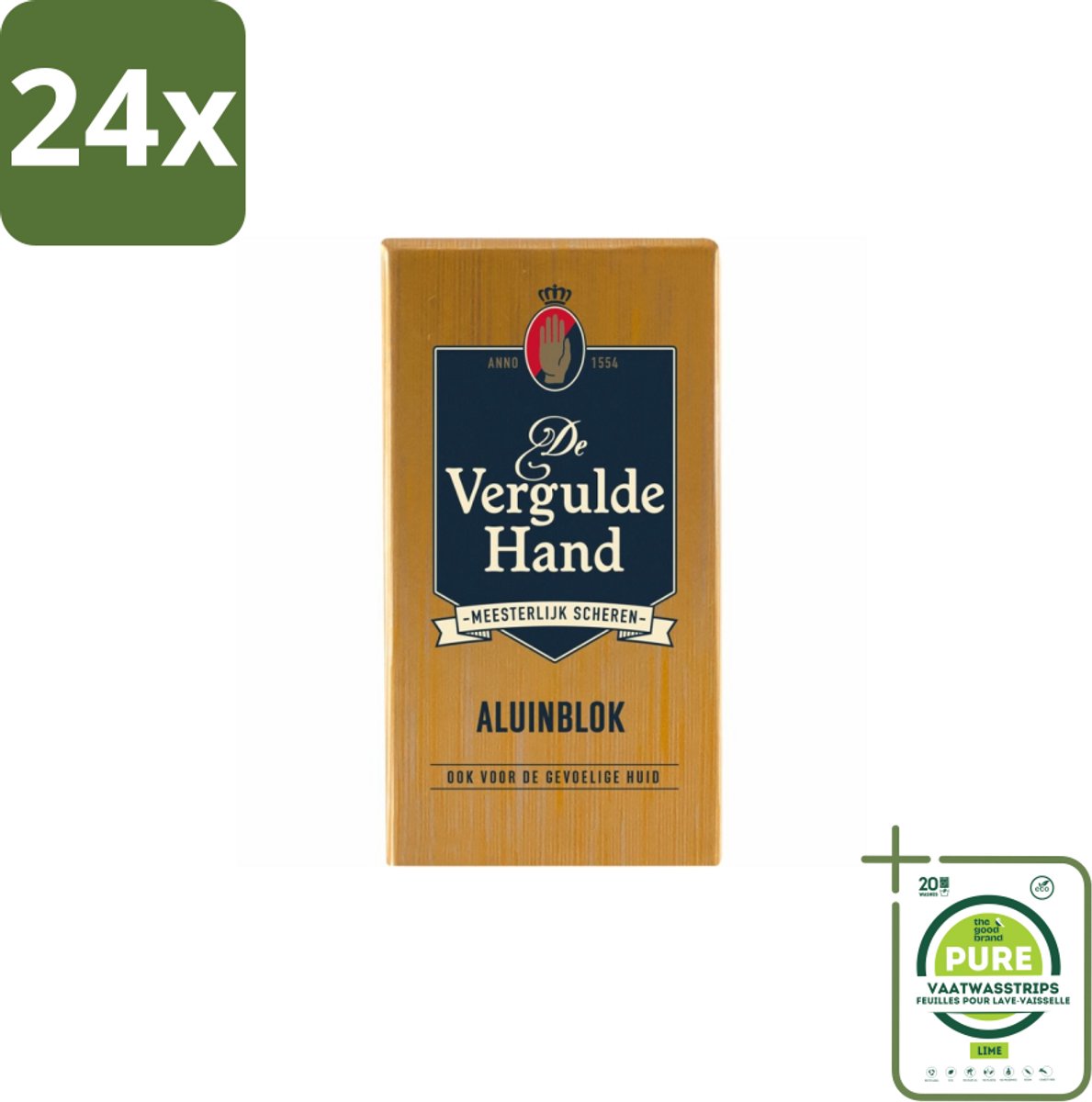Vergulde Hand - Aluinblok - 75gr - Voordeelverpakking - 24 stuks - Aluminiumblok - Scheerwondje
